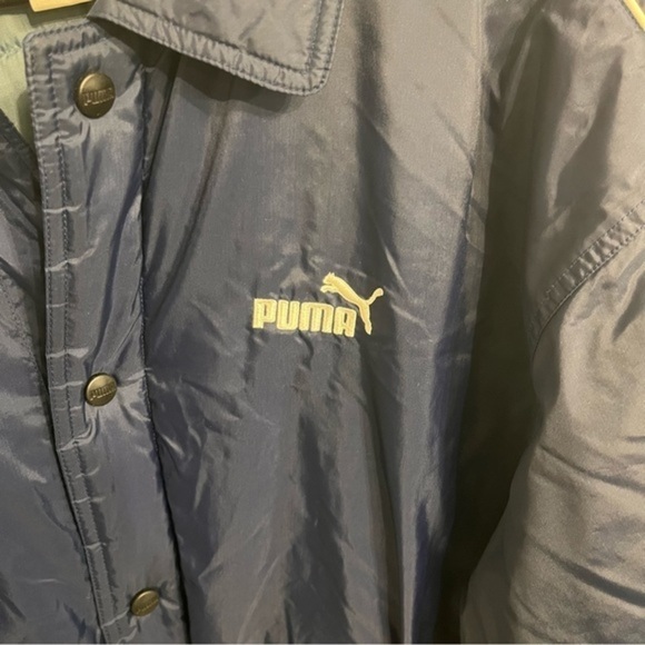 Puma‎ Button Down Windbreaker Navy Blue Jacket Large - Picture 2 of 8